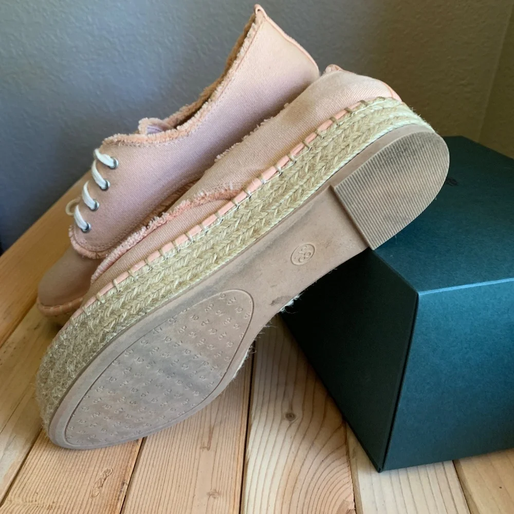 DV by Dolce Vita Peach Canvas Espadrille Lace-Up Sneakers